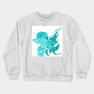 Aqua fairy tenshi in ecopop mandala pattern art Crewneck Sweatshirt